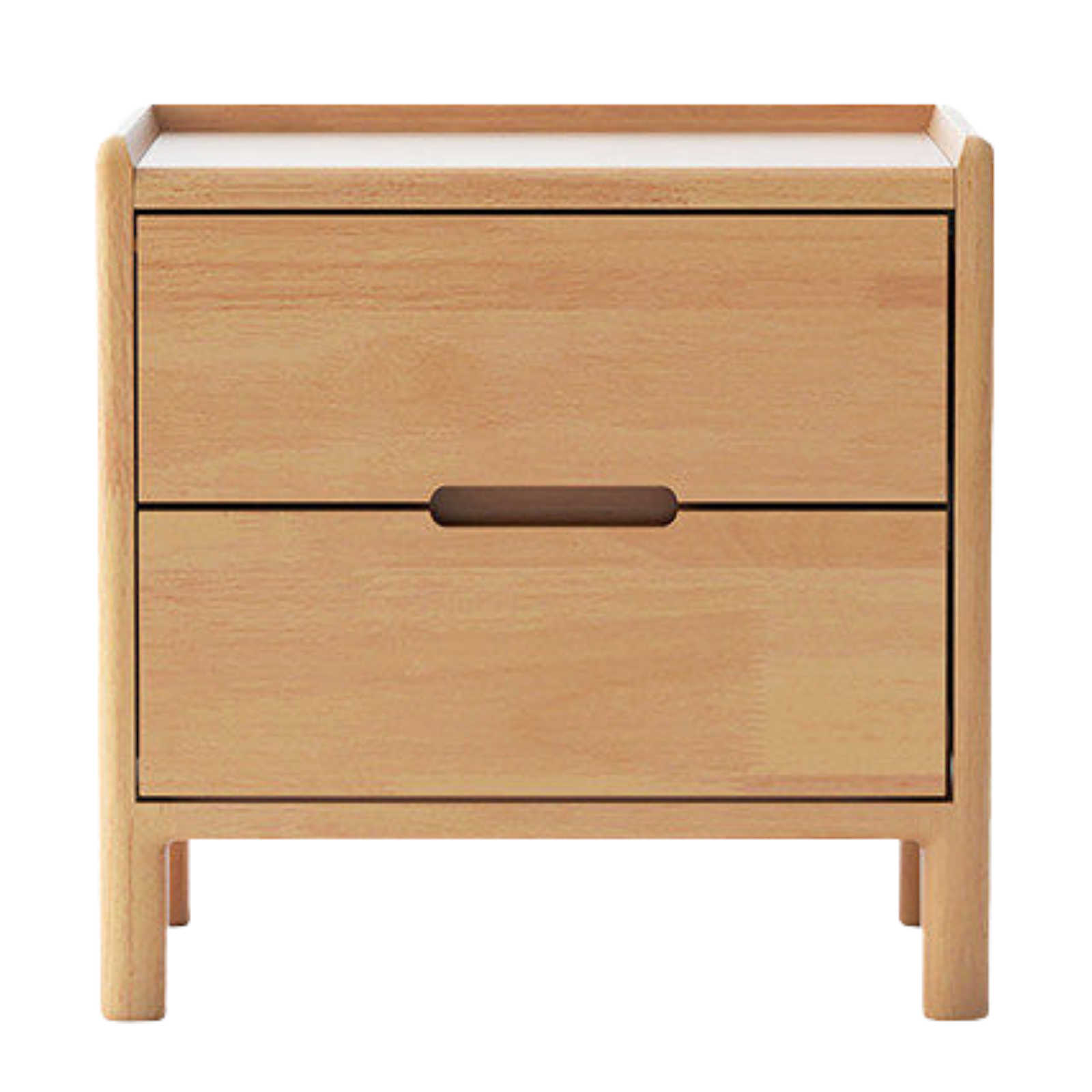 Oak Solid Wood, Solid Rubberwood Nordic Modern Nightstand.