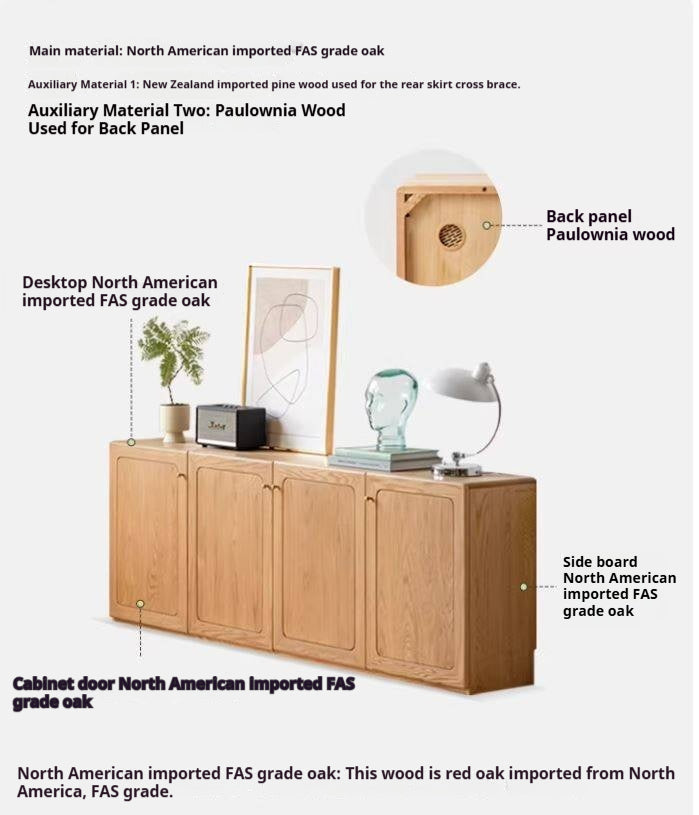 Oak Solid Wood Modern Floor Storage TV Cabinet.