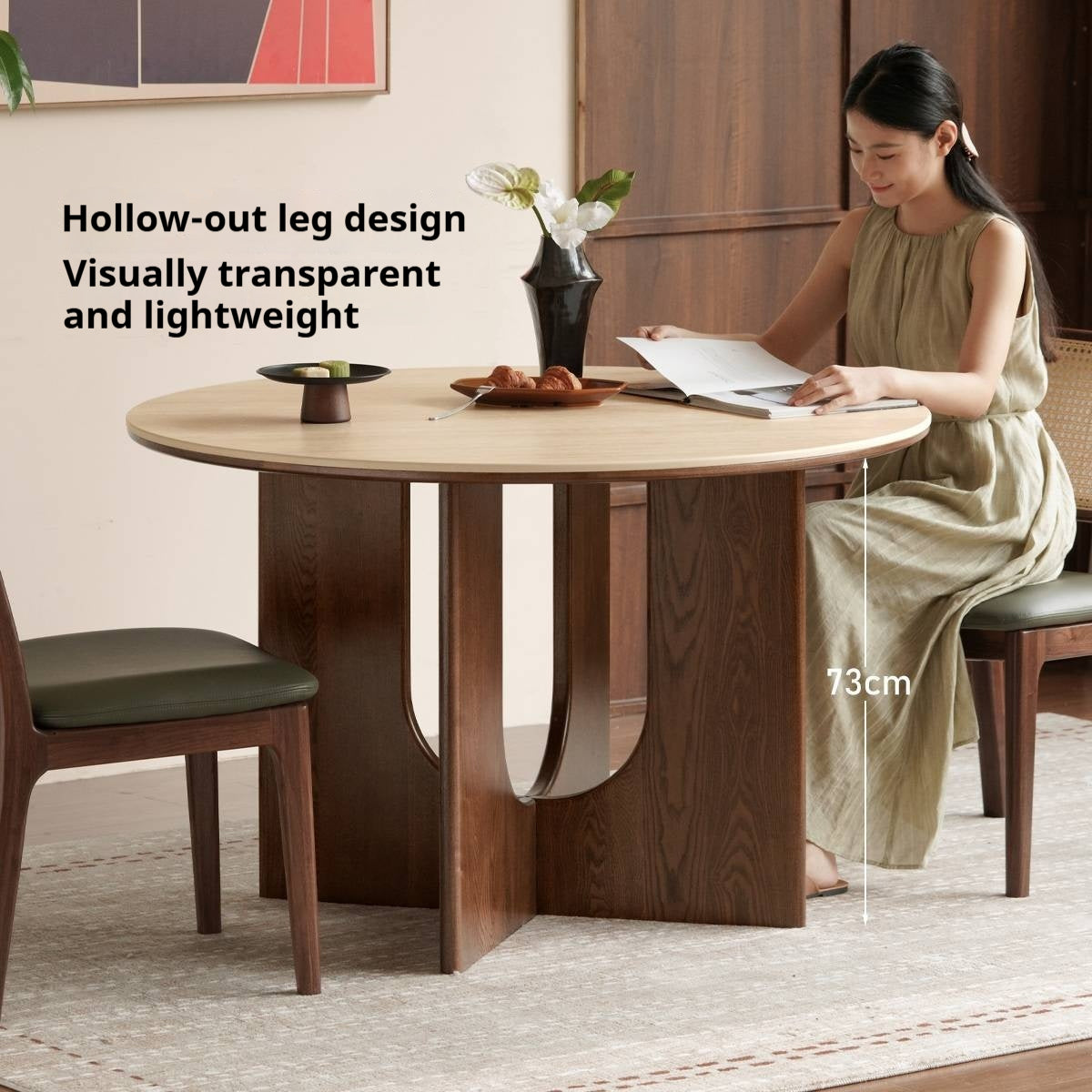 Ash Solid Wood Vintage Style Dining Table