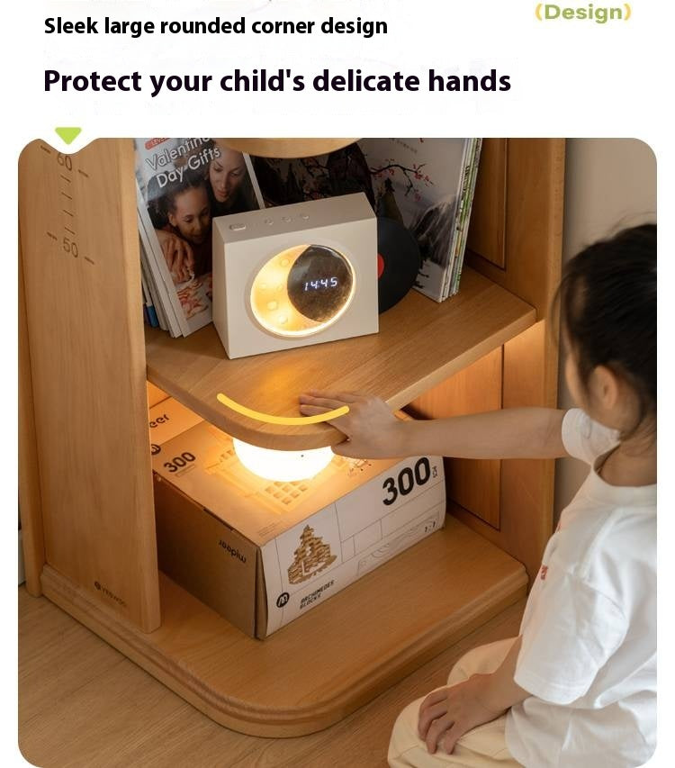 Beech Solid Wood Children's Bookshelf Storage Corner Cabinet