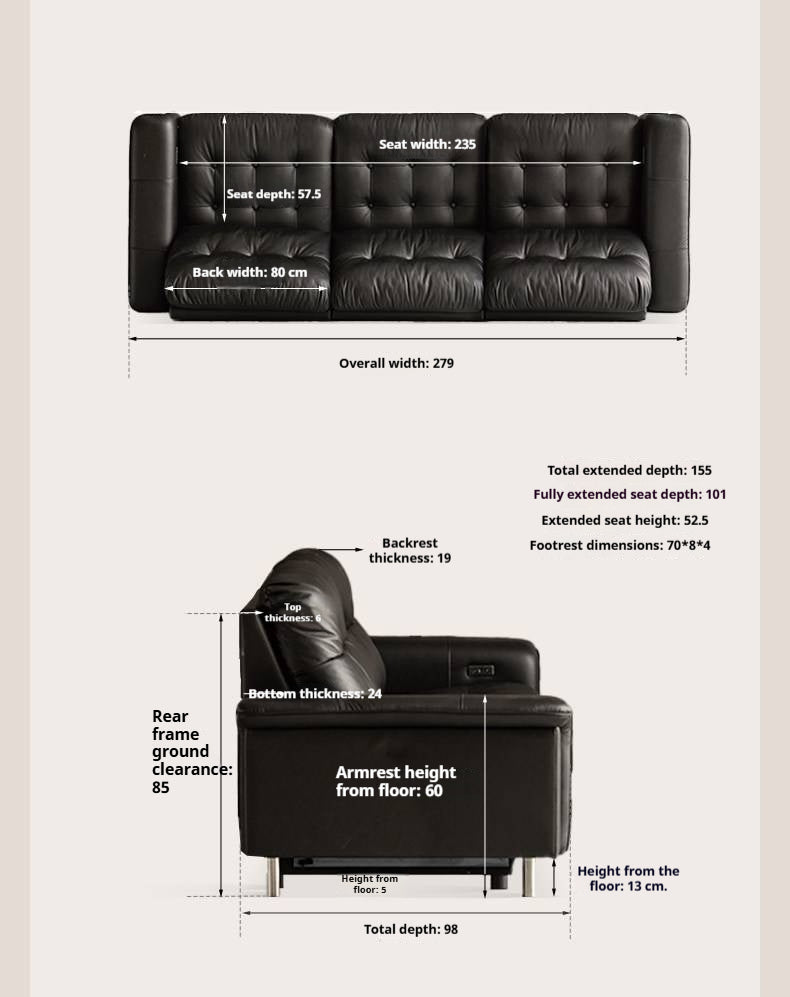 Genuine Leather Zero-Wall Power Recliner Sofa