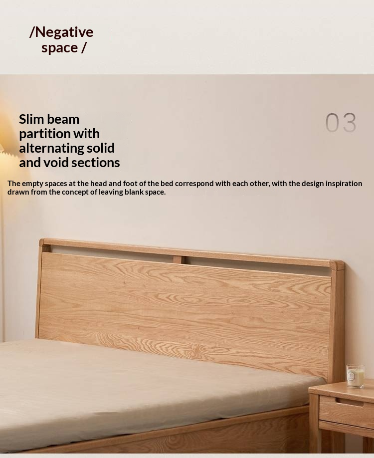 Oak Solid Wood High Box Bed in Modern Minimalist Design