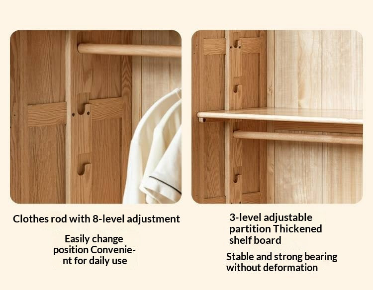 Oak Solid Wood Kids Wardrobe Combination