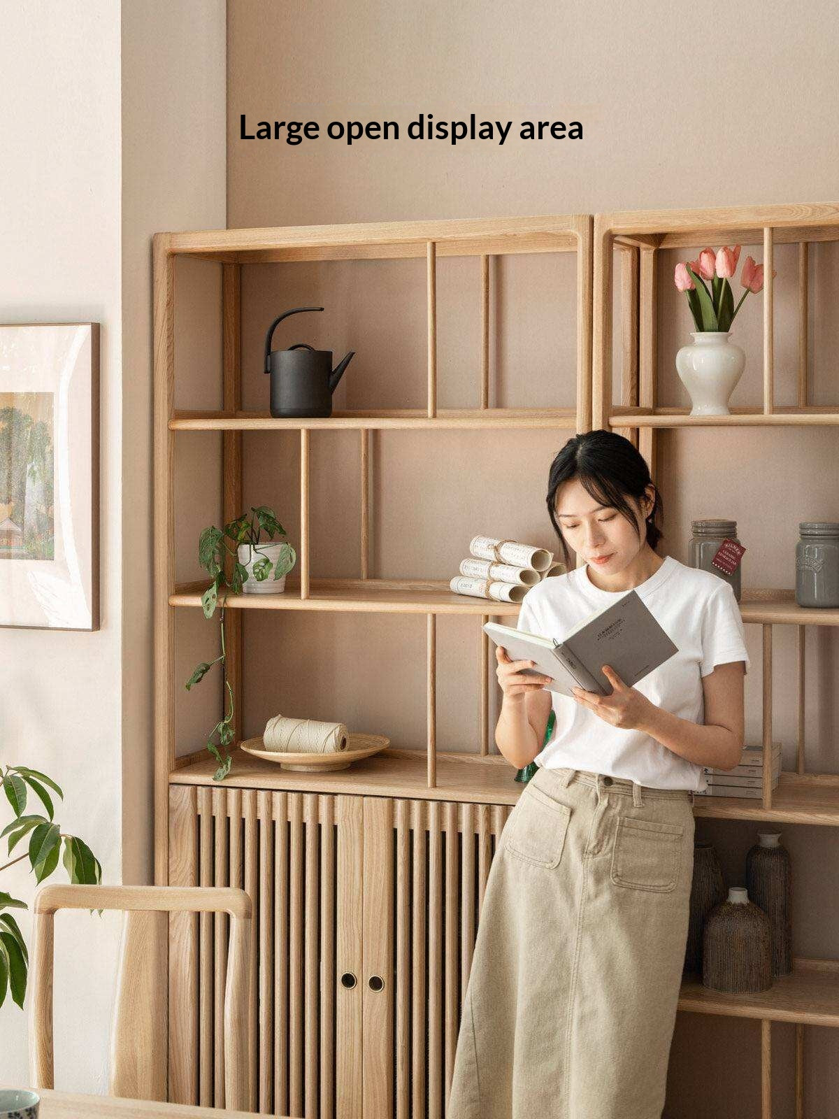 Ash Solid Wood Bookshelf Combined Bookcase Display Cabinet Wall Shelf