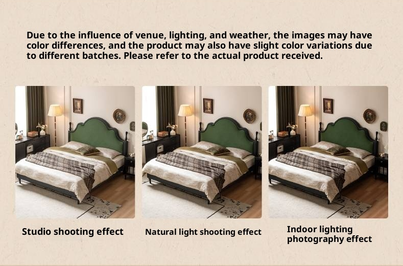 Fabric Soft Velvet Bed French Retro Style