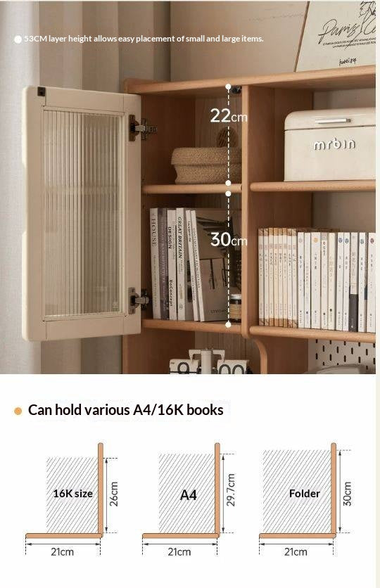 Beech Solid Wood Desk Bookshelf Integrated Study
