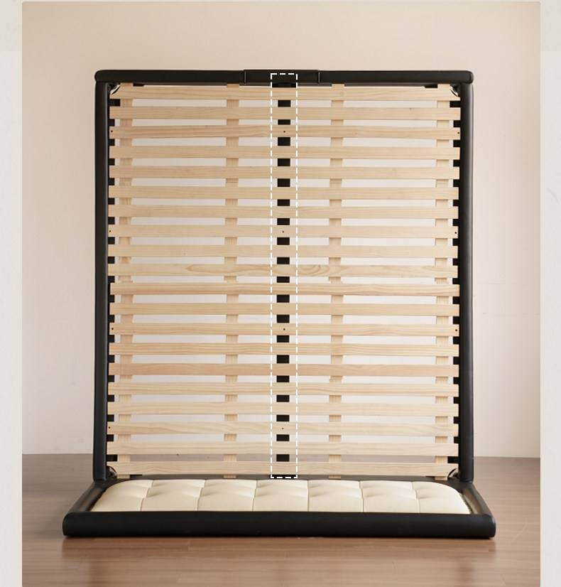 Luxury Genuine Leather Soft Headboard Bed, American Style Riveted Bed