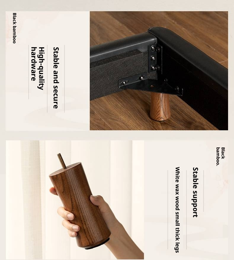 Genuine Leather Soft Headboard Bed