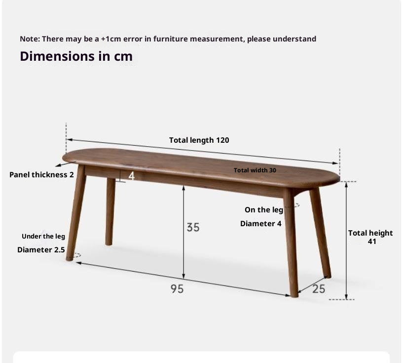 Black Walnut, Oak Solid Wood Nordic Long Bench