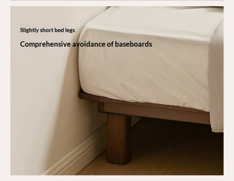 Beech Solid Wood Platform Bed, Headboard-Free Bed