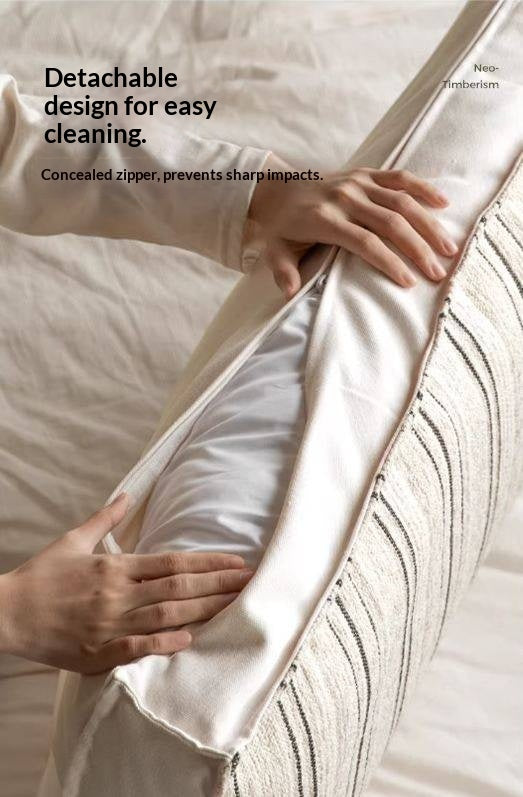 Fabric Bed Headboard Pillow with Large Removable Backrest Cushion