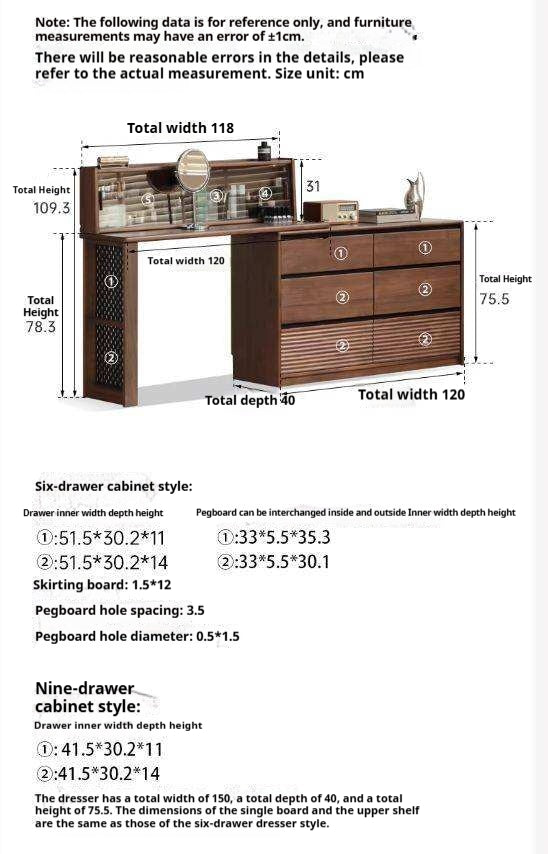 Black Walnut, Sandawood Light Luxury Retractable Vanity Table.