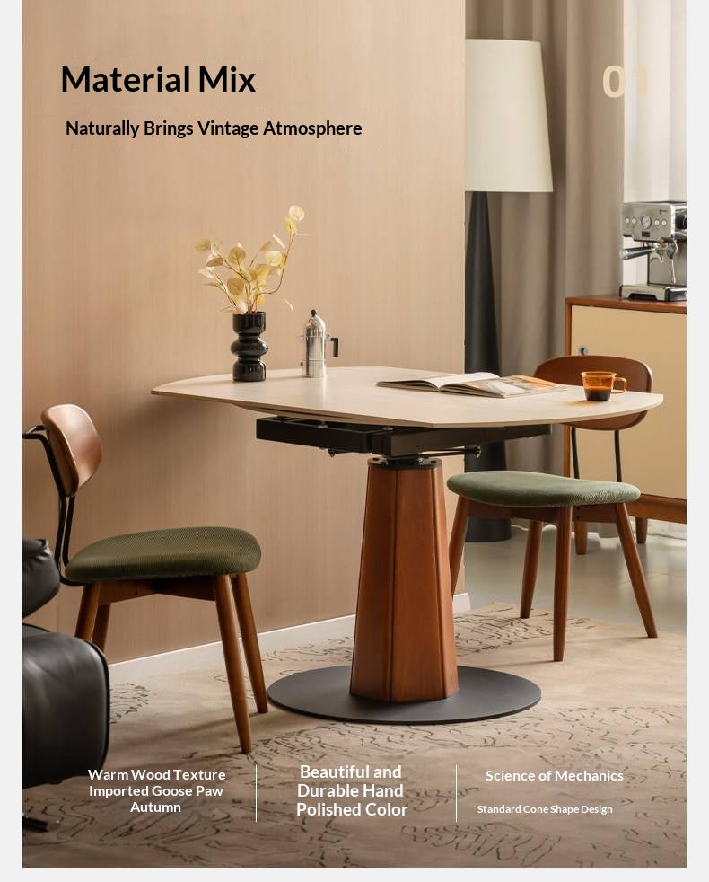 Tulipwood Solid Wood Rock Plate Round Table with Folding Feature