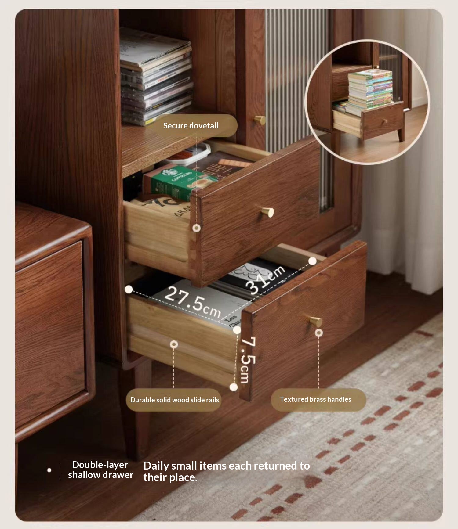 Oak Solid Wood Nordic Side Cabinet