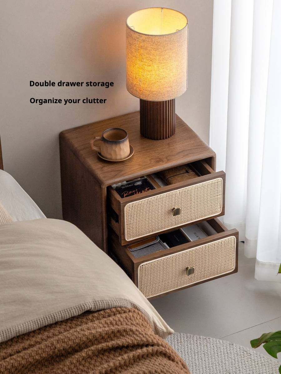 Black Walnut, Beech Solid Wood Nightstand.