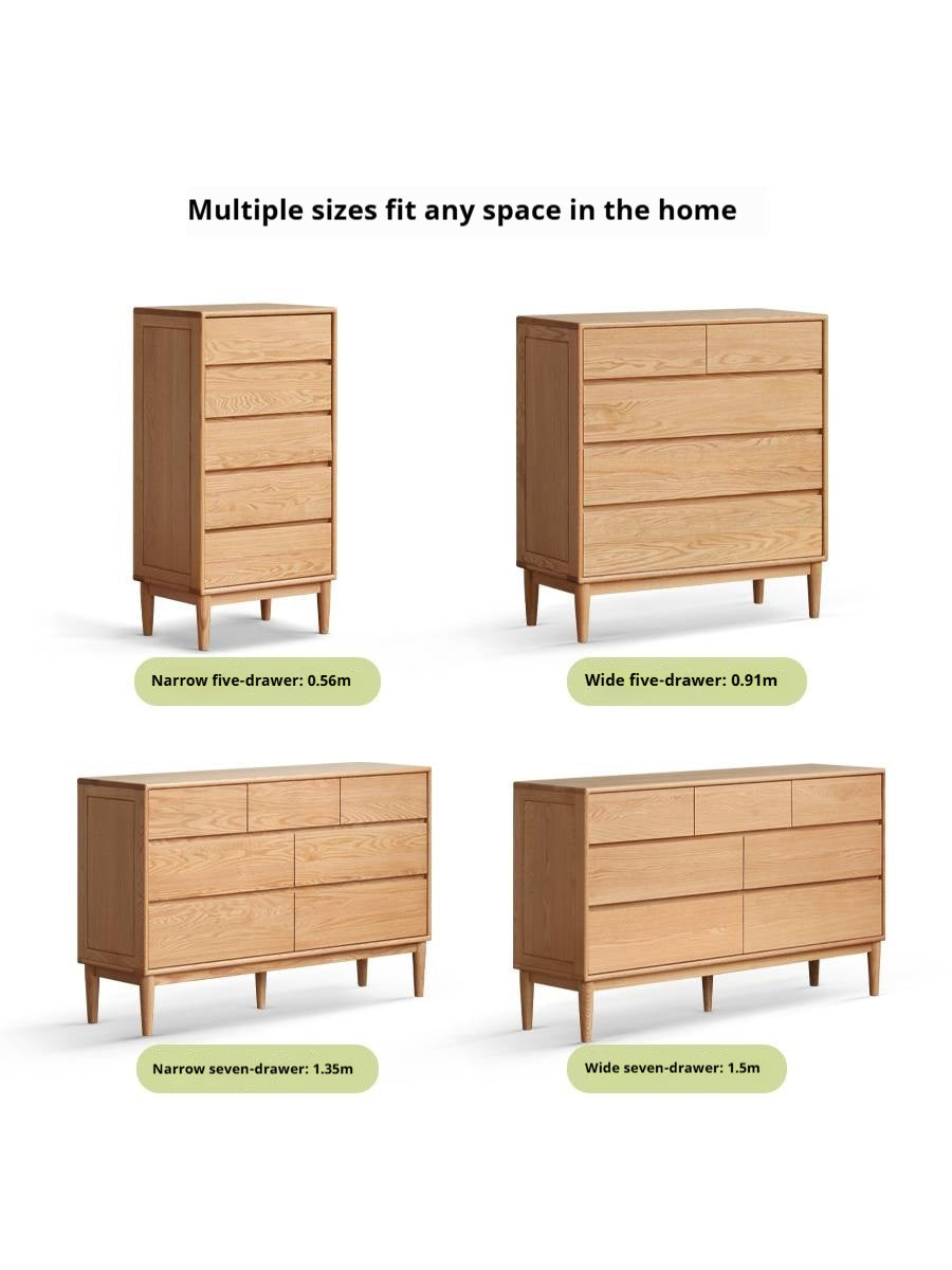 Oak Solid Wood Five-Drawer Chest