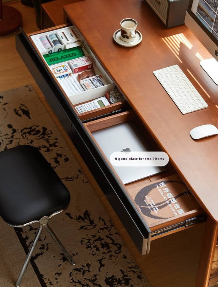 Poplar Solid Wood Retractable Office Table