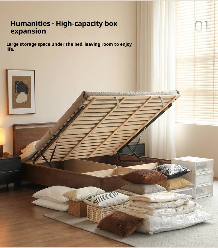 Black Walnut Solid Wood Light Luxury Box Bed