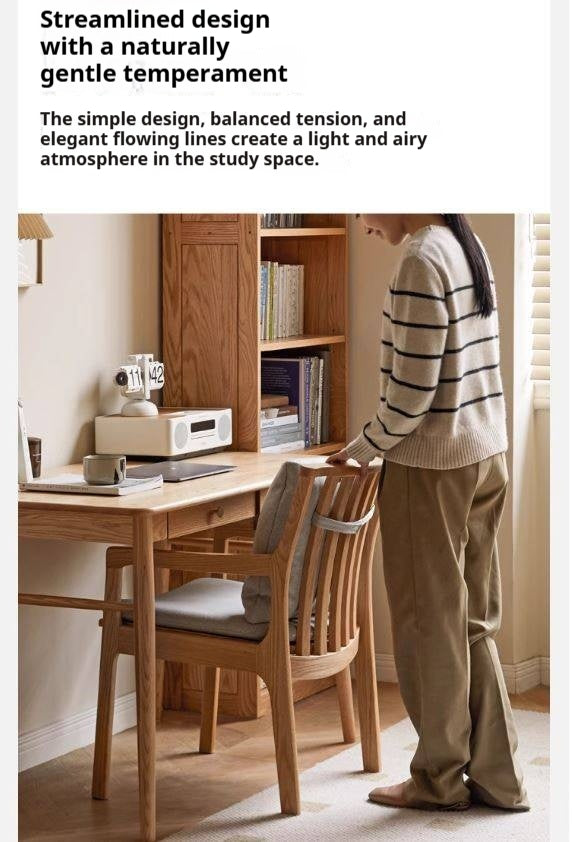 Cherry, Ash, Oak, Beech Solid Wood Book Chair Comfortable Soft Back Chair