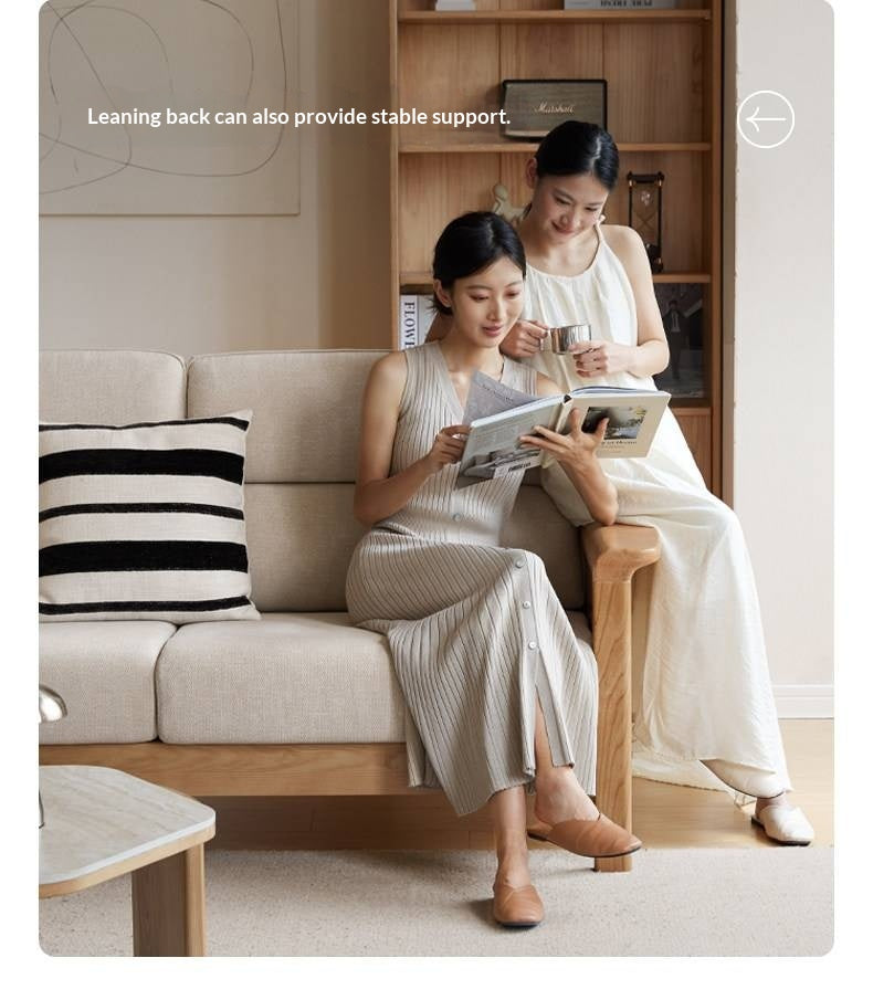 Ash Solid Wood Modern High Back Sofa