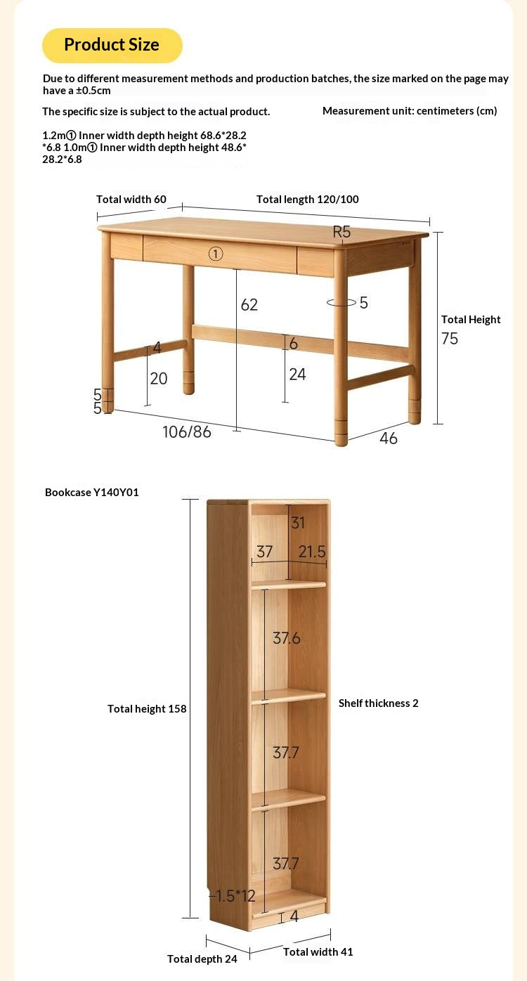 Beech Solid Wood Children's Desk With Adjustable Height