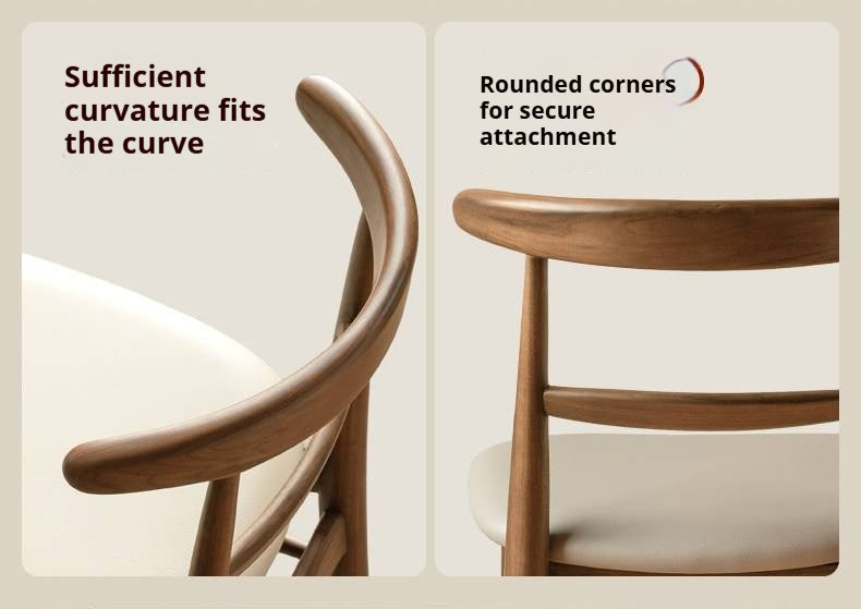 4 pcs -Black Walnut Solid Wood Dining Chair, Curved Back Scandinavian