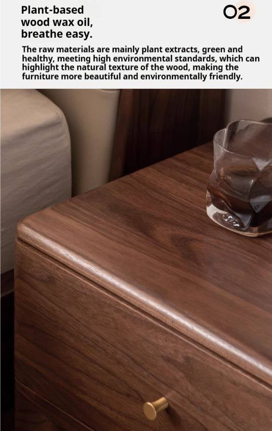 Black Walnut Solid Wood Italian Light Luxury Style Nightstand