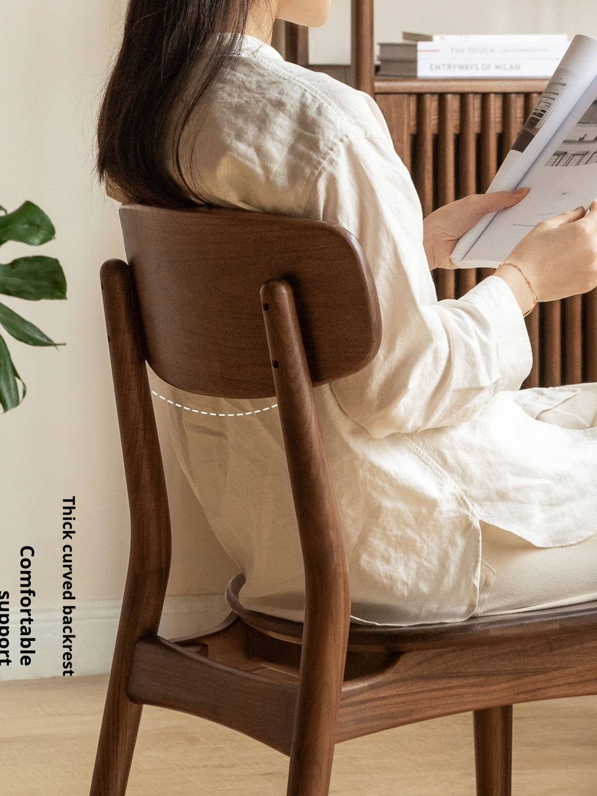 Ash Solid Wood Modern Dining Backrest Chair 4pcs