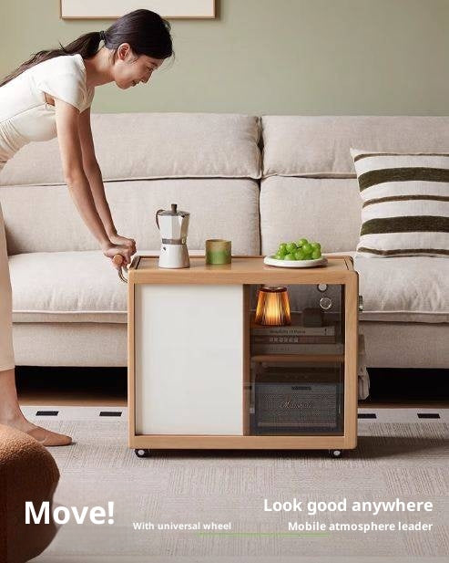 Beech Solid Wood Modern Corner Mobile Side Table