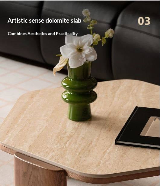 Ash Solid Wood Coffee Table with Wabi-Sabi Slab Design