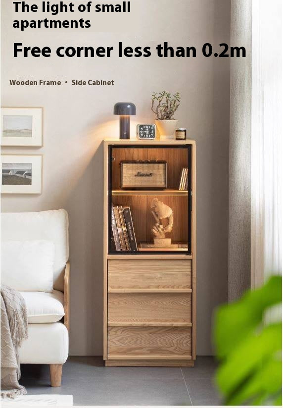 Ash Solid Wood Modern Side Cabinet.
