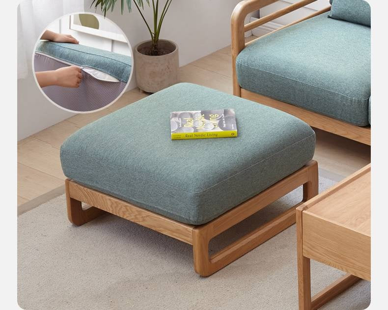 Ash, Oak, Black Walnut Solid Wood Fabric Footstool-
