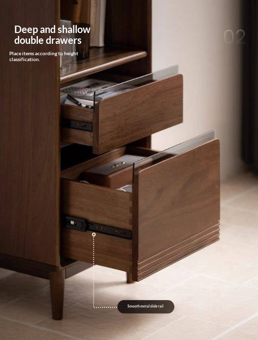 Red Zebrawood Solid Wood Modern Side Cabinet.