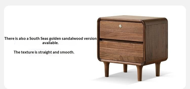 Black Walnut, Sandalwood Solid Wood Lockable Nightstand