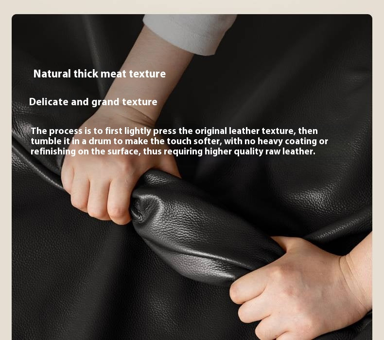 Genuine Leather Sofa Italian Light Luxury Tofu Block Sofa
