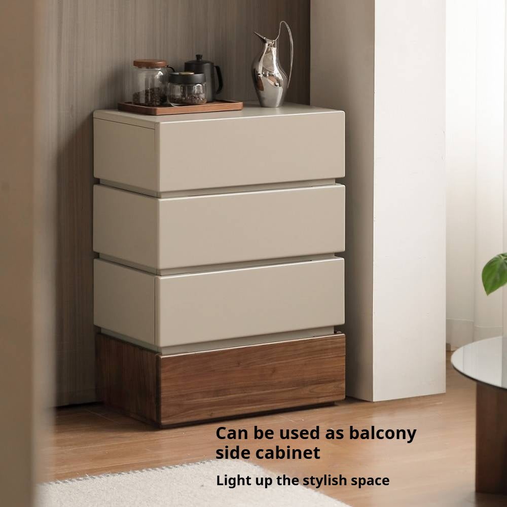 Black Walnut Solid Wood Italian Light Luxury Side Cabinet.