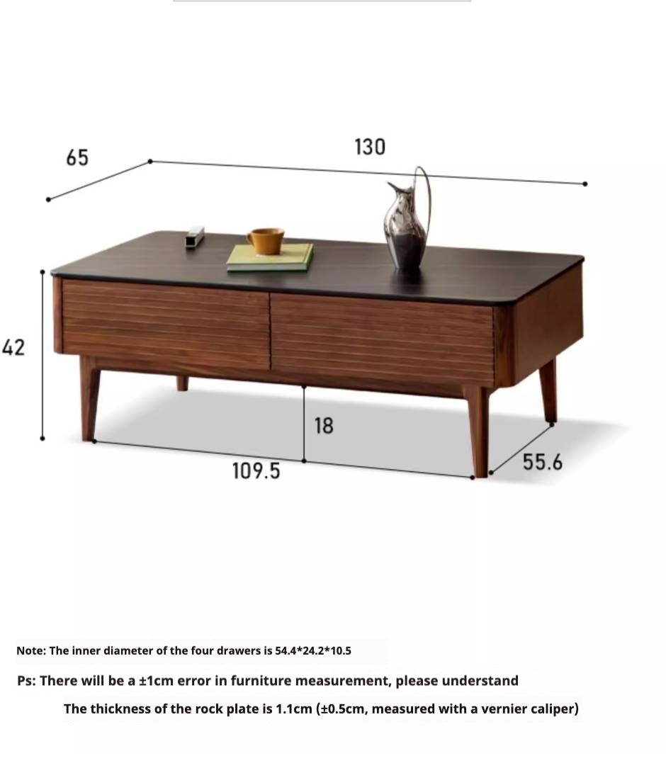 Sandalwood, Black Walnut Solid Wood Rock Plate Coffee Table