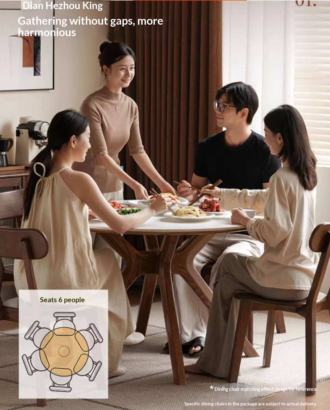 Oak Solid Wood Round Dining Table with Modern Minimalist Design