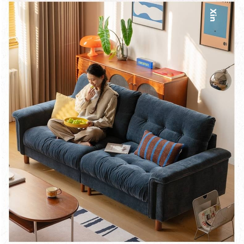 Fabric Chenille High Back Sofa Retro.