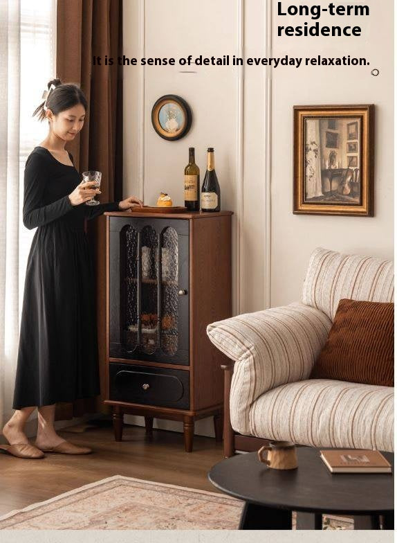 Ash Solid Wood French Retro Side Cabinet.