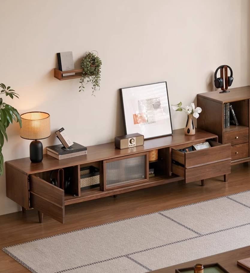 Black Walnut Solid Wood Modern TV Cabinet