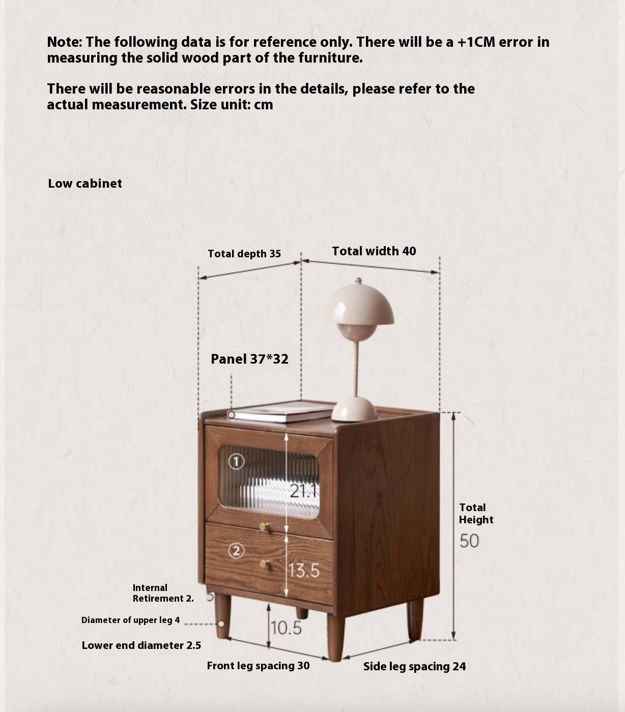 Oak Solid Wood Modern Style Nightstand