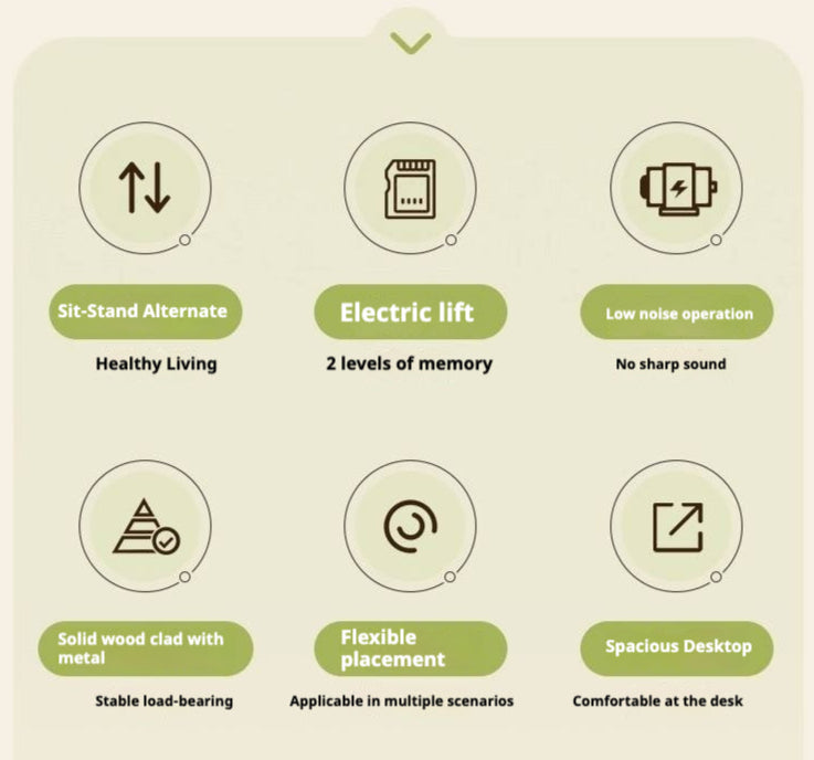 Beech Solid Wood Cream Style Study Electric Lift Desk.