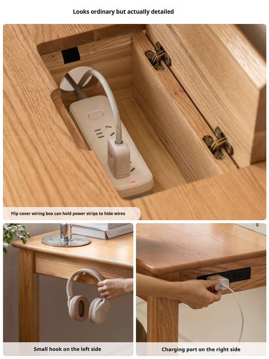 Oak, Ash Solid Wood USB Office Desk