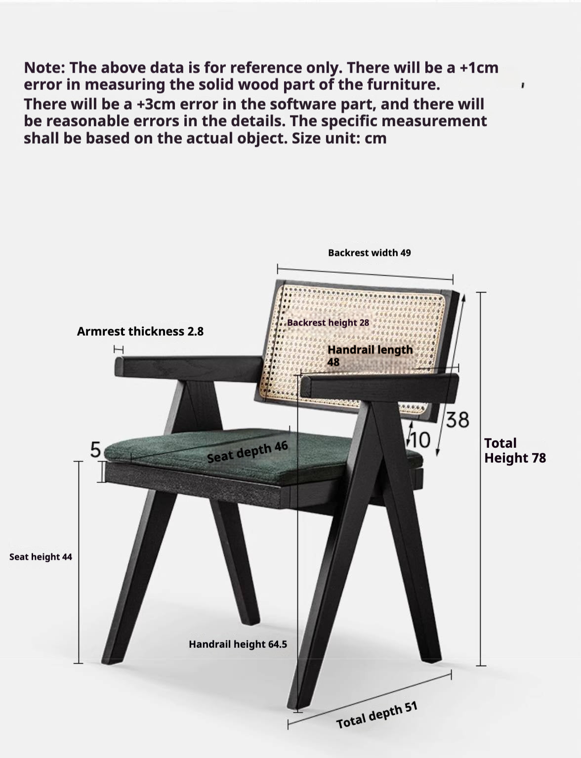 Black Walnut, Ash, Oak, Cherry Solid Wood Light Luxury Rattan Chair