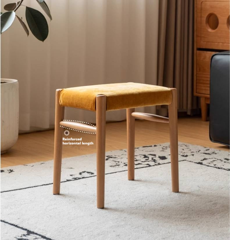 Oak Solid Wood Retro Makeup Stool