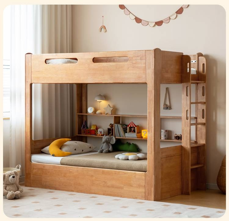 Rubberwood Solid Wood Children's Multifunctional Box Bunk Bed