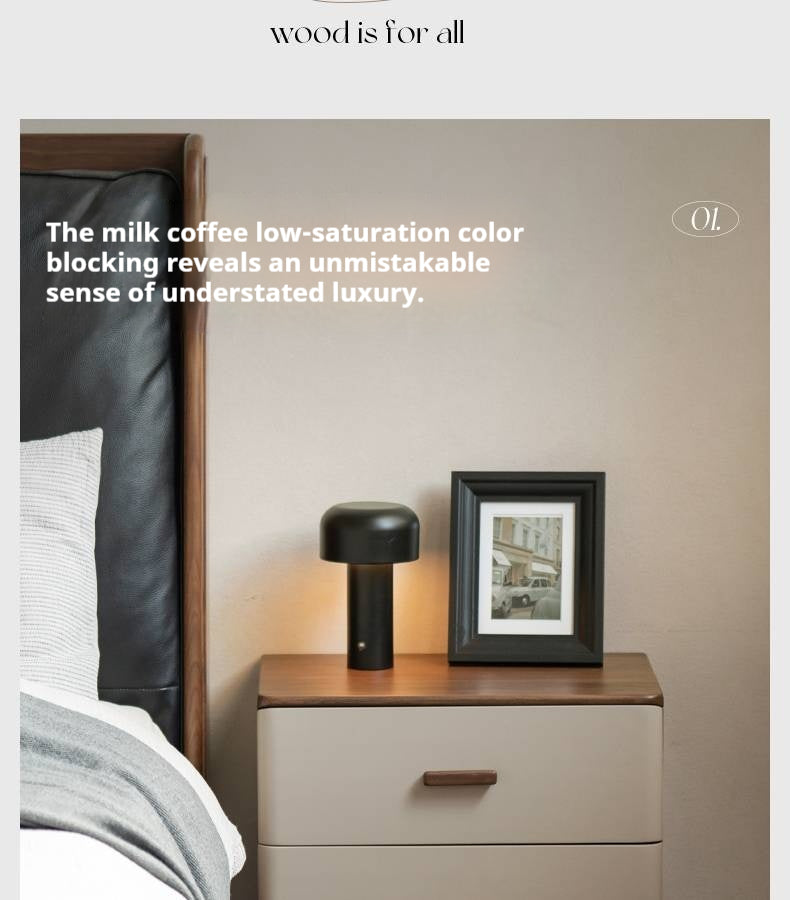 Black Walnut Solid Wood Italian Light Luxury Nightstand