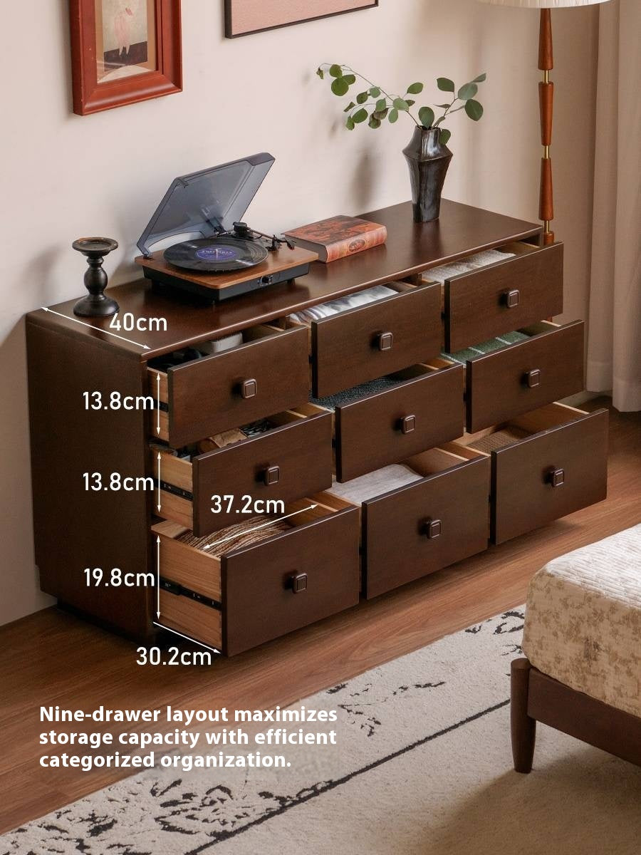 Poplar Solid Wood Retro Middle Ancient Style Drawer Cabinet