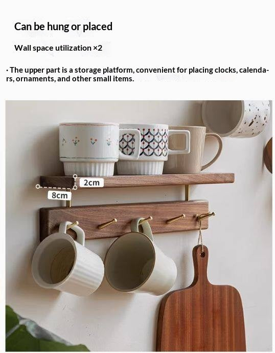 Black Walnut, Beech Solid Wood Wall Shelf